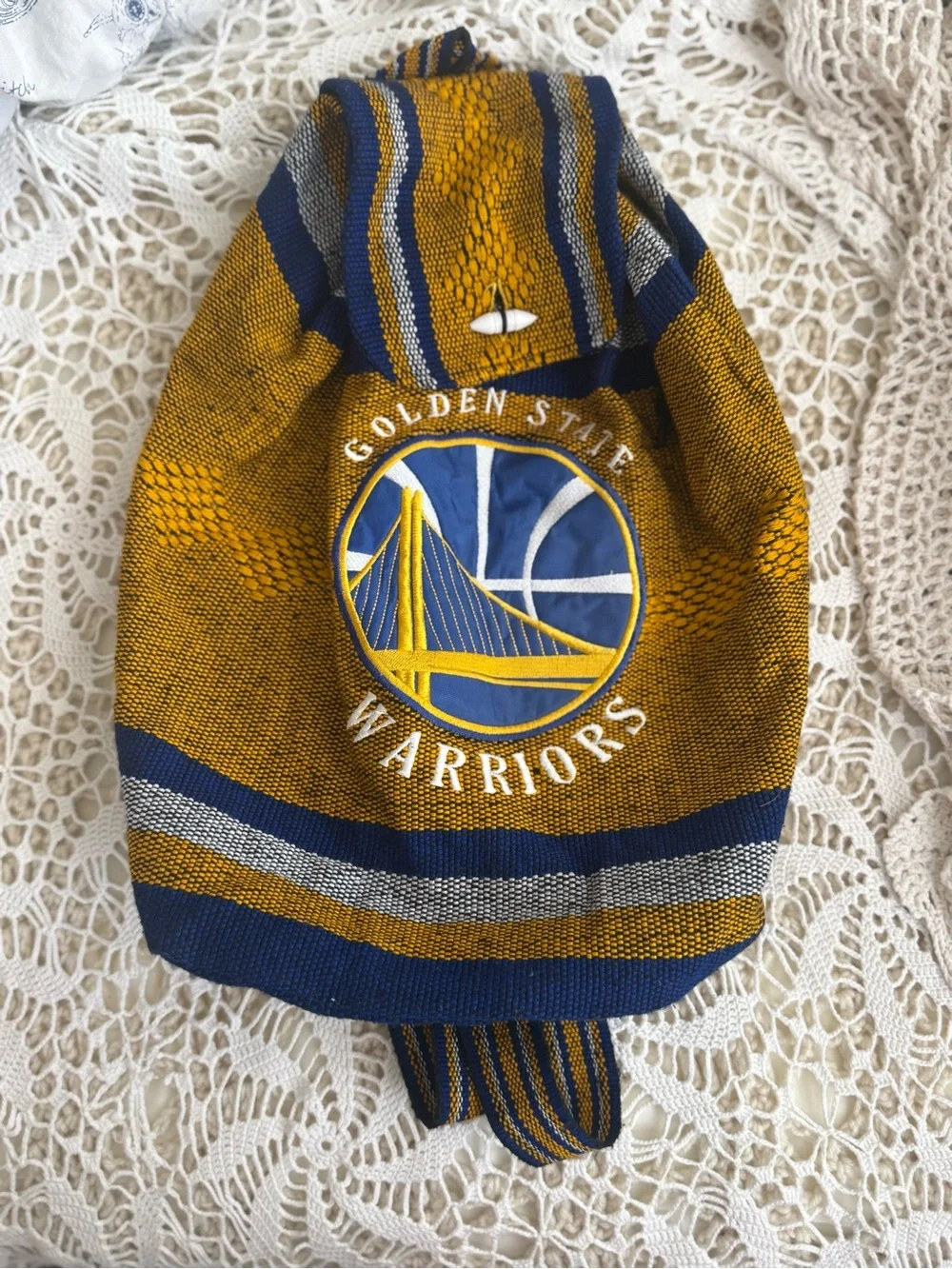 GOLDEN STATE WARRIORS NBA TEAM BLUE Woven Backpack NEW Hippie bag